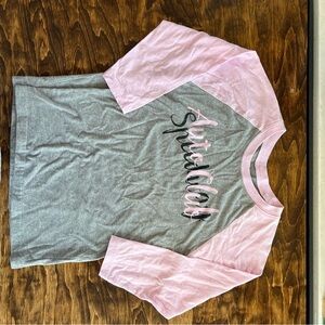 Fanatics Pink and Gray Long Sleeve Tee